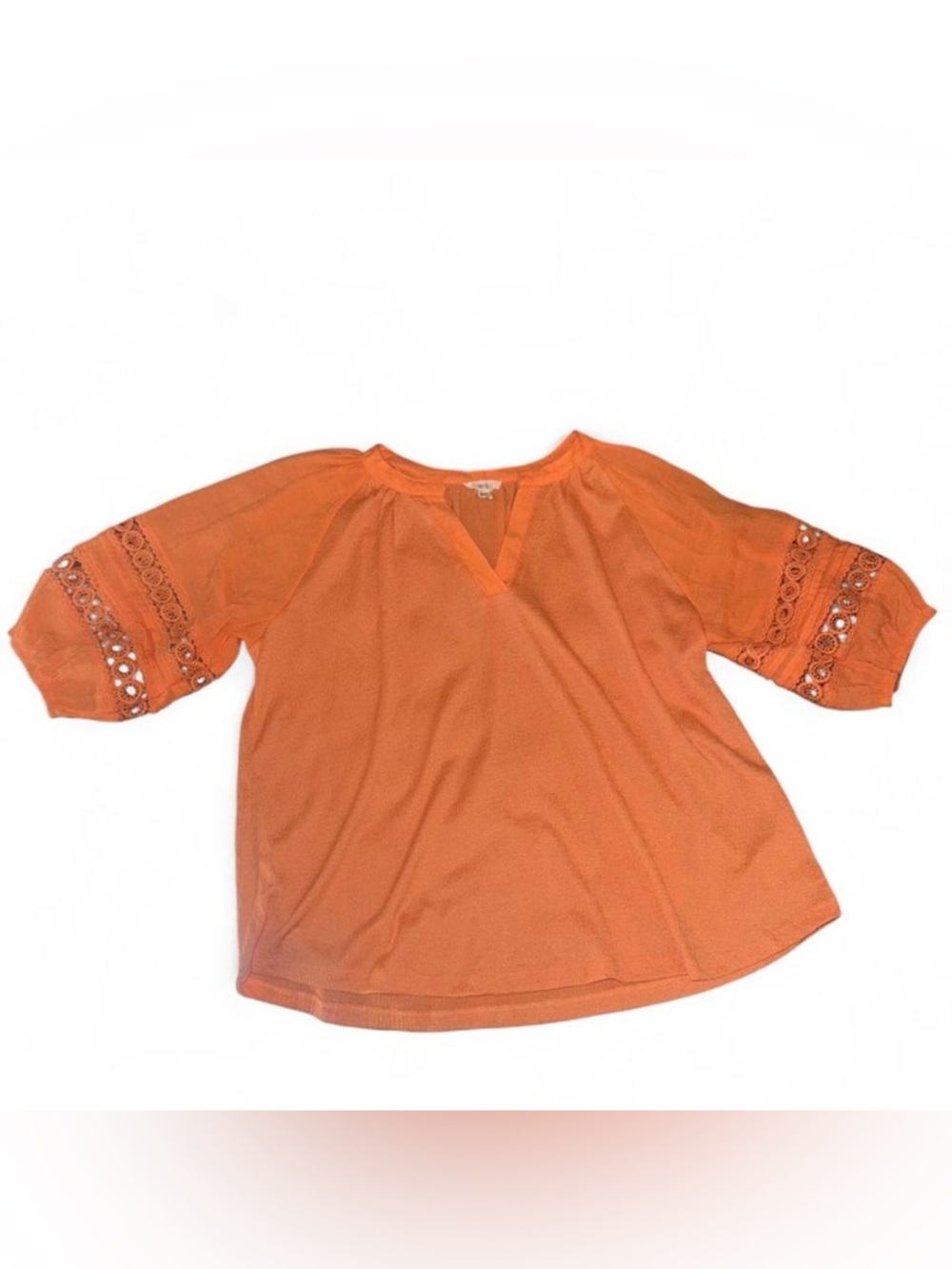Women’s Orange textured Split-Neck Tunic